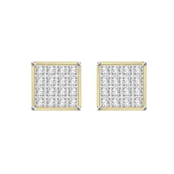 MEN'S YUVA EARRINGS 1/20 CT ROUND DIAMOND 10K YELLOW GOLD