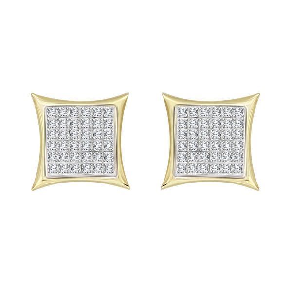 MEN'S EARRINGS 1/4 CT ROUND DIAMOND 10K YELLOW GOLD
