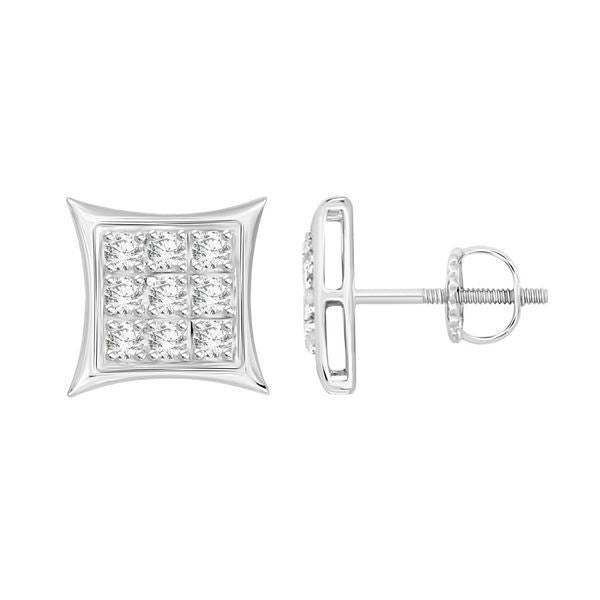 MEN'S EARRINGS 1/20 CT ROUND DIAMOND SILVER