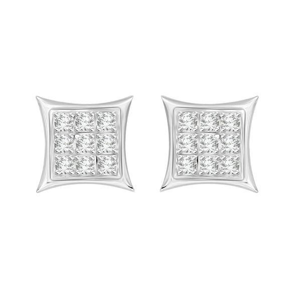 MEN'S EARRINGS 1/20 CT ROUND DIAMOND SILVER