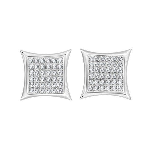 MEN'S YUVA EARRINGS 1/4 CT ROUND DIAMOND SILVER