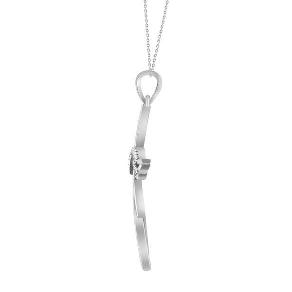 LADIES PENDANT 1/10 CT ROUND DIAMOND 10K WHITE GOLD