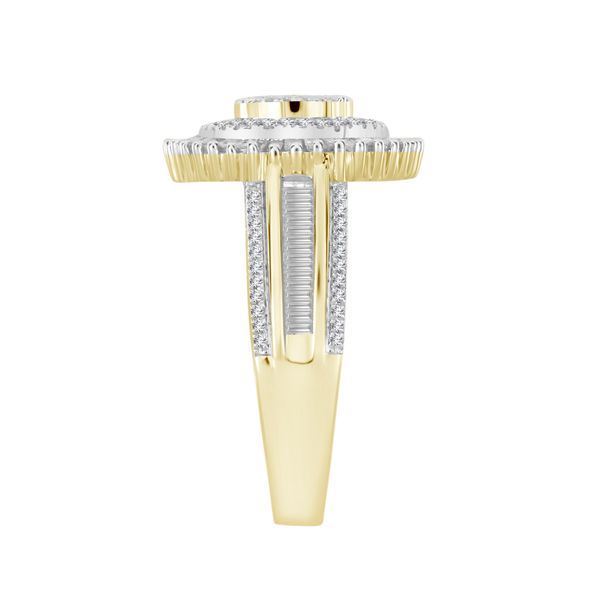 LADIES RING 1 CT ROUND/BAGUETTE DIAMOND 10K YELLOW GOLD