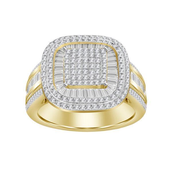 LADIES RING 1 CT ROUND/BAGUETTE DIAMOND 10K YELLOW GOLD