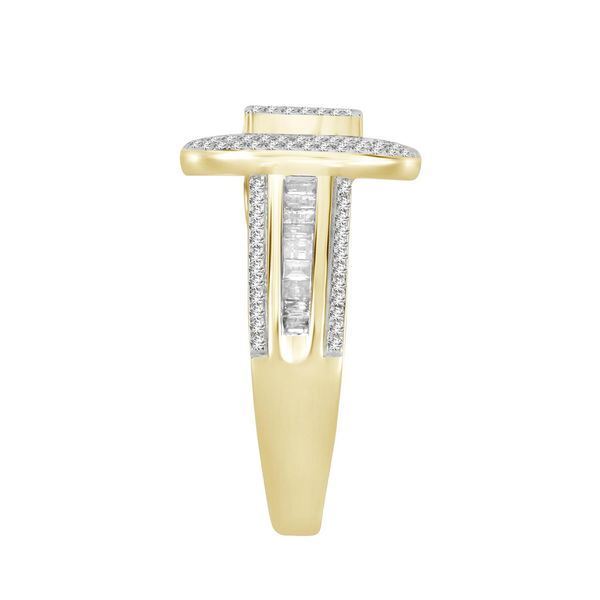 LADIES RING 1 CT ROUND/BAGUETTE DIAMOND 10K YELLOW GOLD
