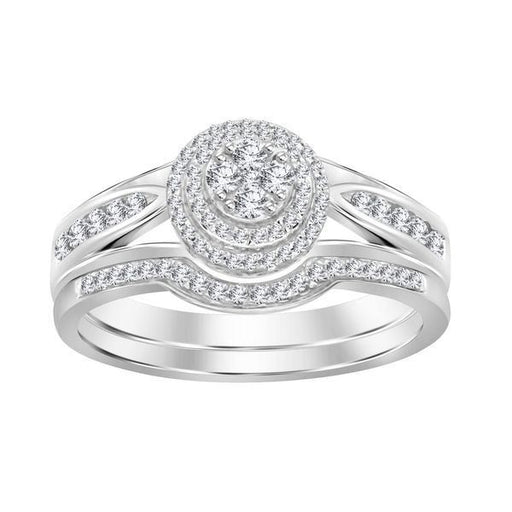 LADIES BRIDAL RING SET 1/3 CT ROUND DIAMOND 10K WHITE GOLD