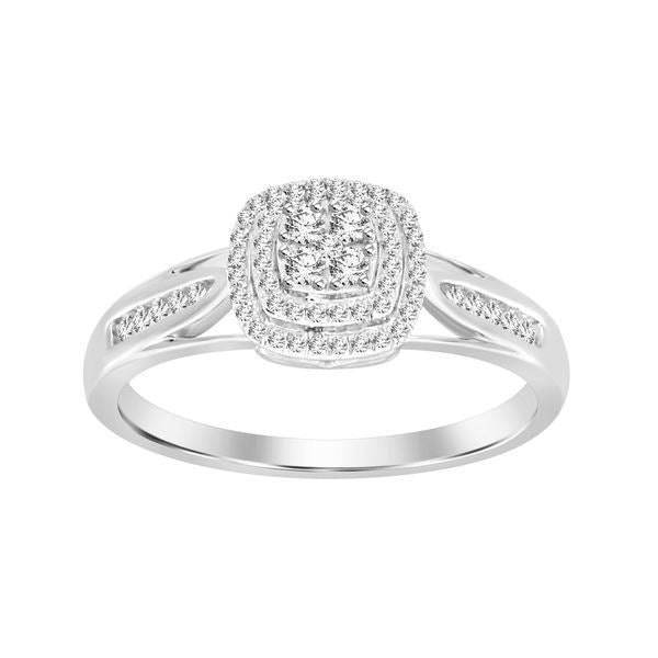 LADIES BRIDAL RING SET 1/3 CT ROUND DIAMOND 10K WHITE GOLD