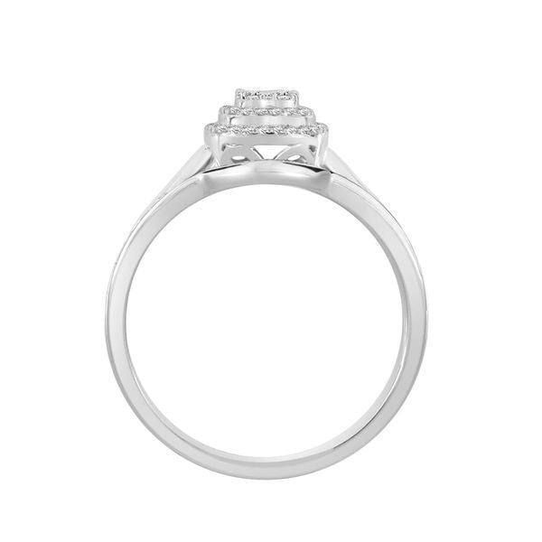 LADIES BRIDAL RING SET 1/3 CT ROUND DIAMOND 10K WHITE GOLD