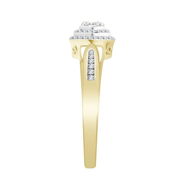 LADIES BRIDAL RING SET 1/3 CT ROUND DIAMOND 10K YELLOW GOLD