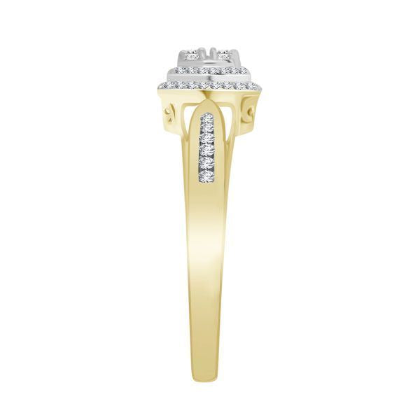 LADIES BRIDAL RING SET 1/3 CT ROUND DIAMOND 10K YELLOW GOLD