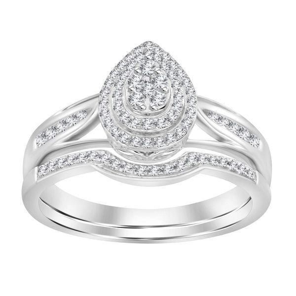 LADIES BRIDAL RING 1/3 CT ROUND DIAMOND 10K WHITE GOLD