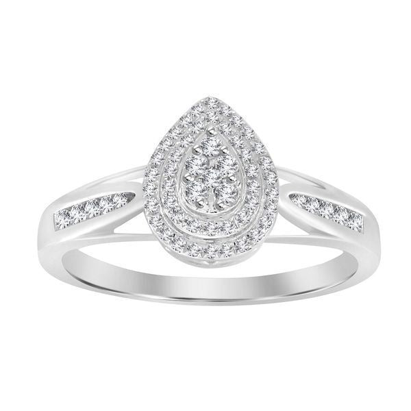 LADIES BRIDAL RING 1/3 CT ROUND DIAMOND 10K WHITE GOLD