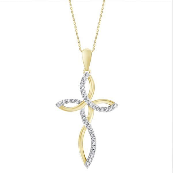 LADIES PENDANT 1/10 CT ROUND DIAMOND 10K YELLOW GOLD