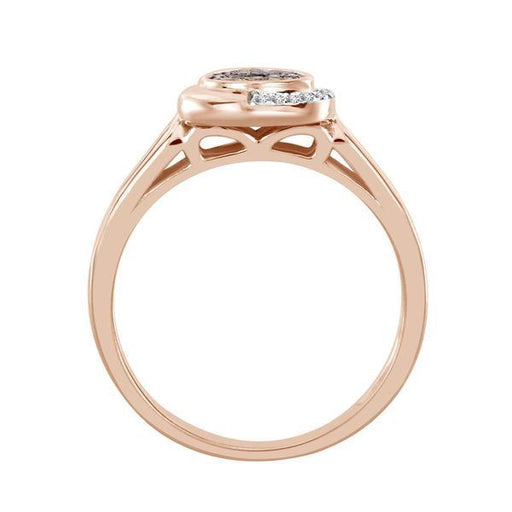 LADIES RING 1/6 CT WHITE/CHOCOLATE ROUND DIAMOND 10K ROSE GOLD