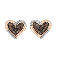 Thumbnail for LADIES EARRING 1/4 CT WHITE/CHOCOLATE ROUND DIAMOND 10K ROSE GOLD
