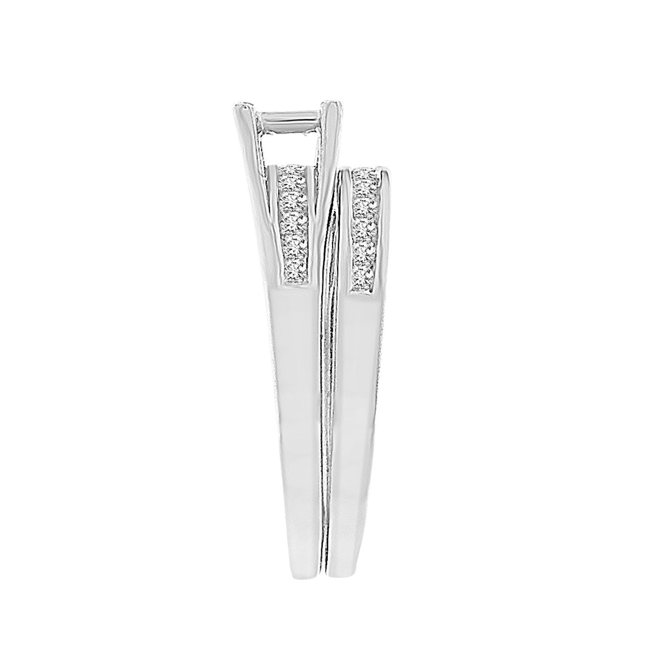 LADIES BRIDAL RING SET 1/2 CT ROUND/PRINCESS DIAMOND 10K WHITE GOLD