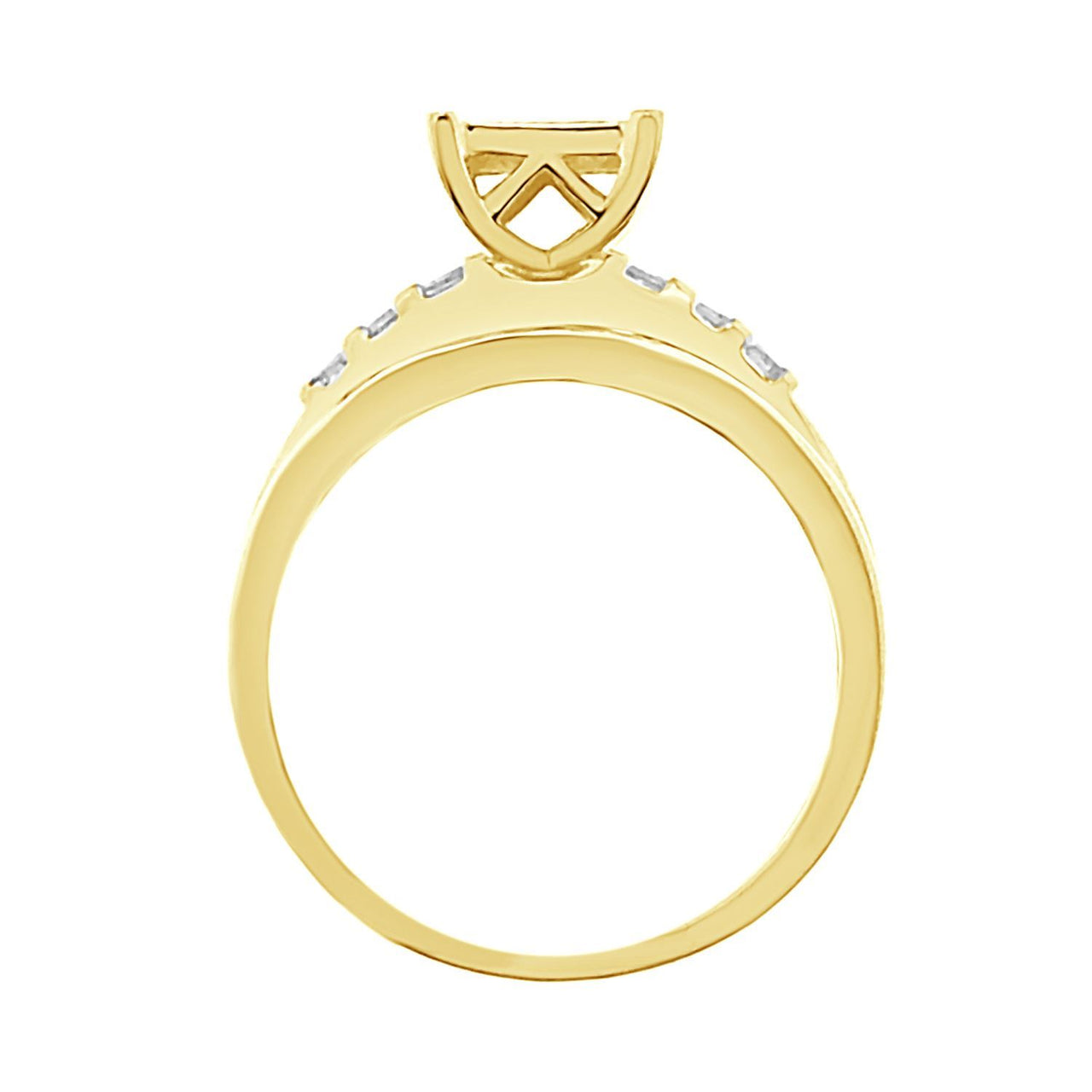 LADIES RING 1/2 CT ROUND/BAGUETTE DIAMOND 10K YELLOW GOLD