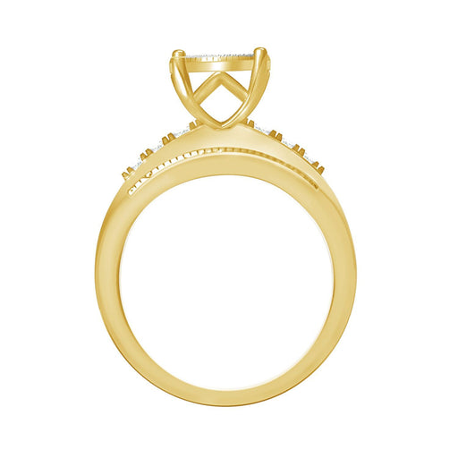 LADIES RING 1/2 CT ROUND/BAGUETTE DIAMOND 10K YELLOW GOLD