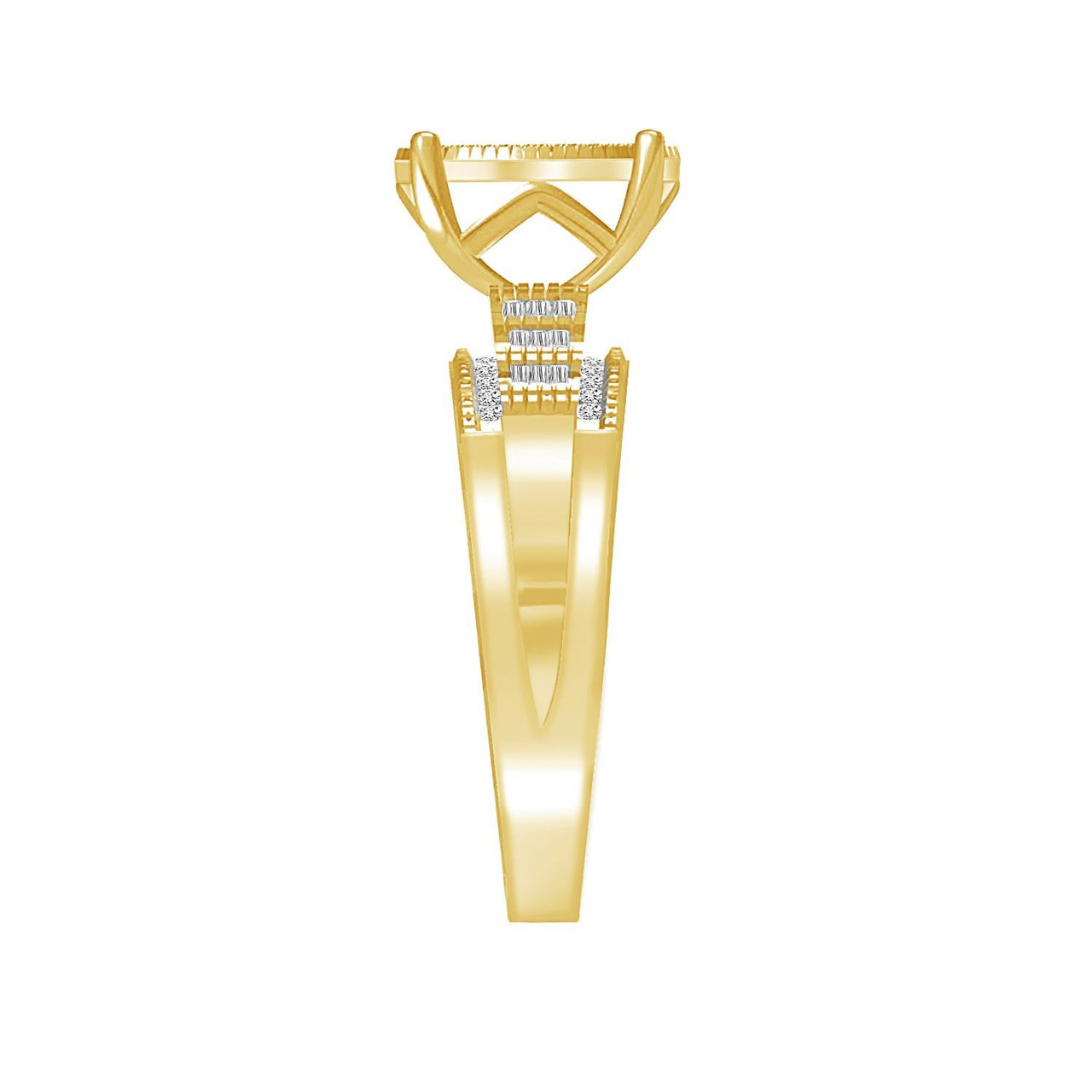 LADIES RING 1/2 CT ROUND/BAGUETTE DIAMOND 10K YELLOW GOLD