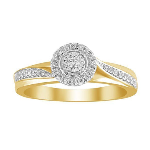 LADIES RING 1/5 CT ROUND DIAMOND 10K YELLOW GOLD 