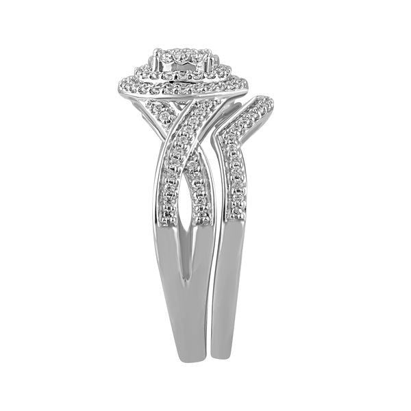 LADIES BRIDAL RING SET 1/3 CT ROUND DIAMOND 10K WHITE GOLD