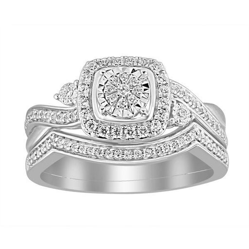 LADIES BRIDAL RING SET 1/3 CT ROUND DIAMOND 10K WHITE GOLD