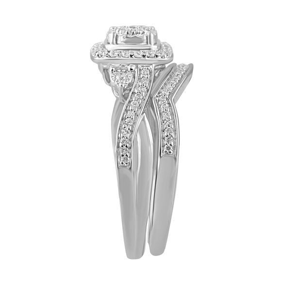 LADIES BRIDAL RING SET 1/3 CT ROUND DIAMOND 10K WHITE GOLD