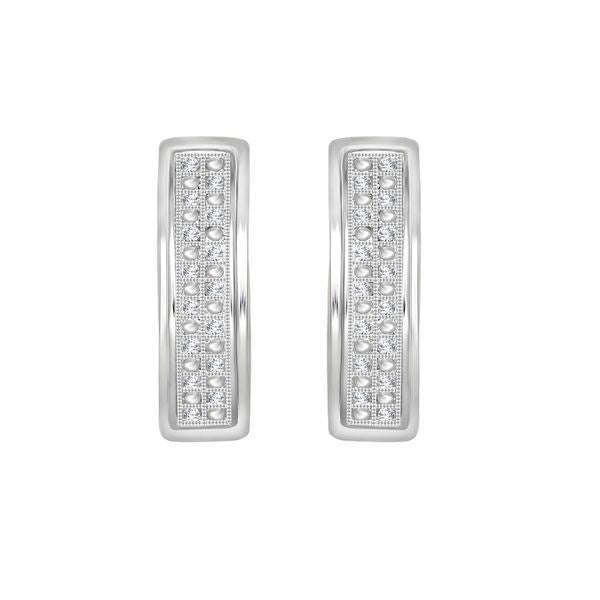 LADIES HOOPS 1/10 CT ROUND DIAMOND SILVER