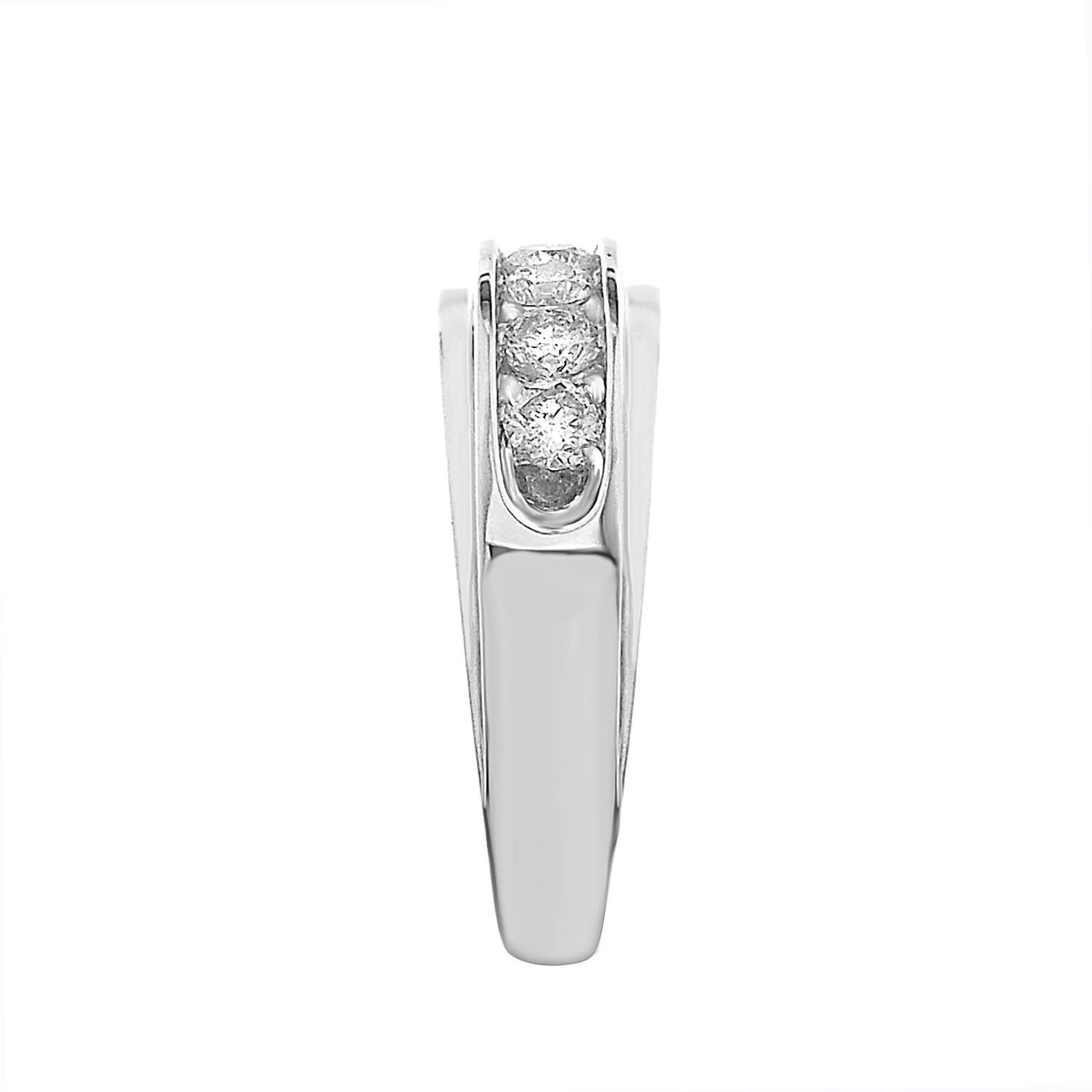 MEN'S BAND 1 CT ROUND DIAMOND 10K WHITE GOLD