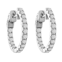 Thumbnail for LADIES HOOPS 1 CT ROUND DIAMOND 10K WHITE GOLD