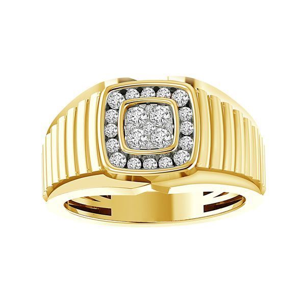 MEN'S RING 1/2 CT ROUND DIAMOND 10K YELLOW GOLD