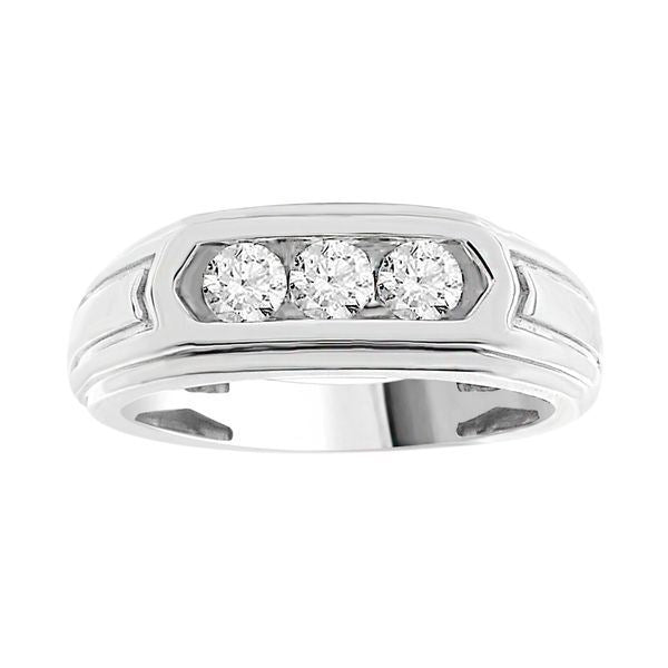 MEN'S RING 1/2 CT ROUND DIAMOND 10K WHITE GOLD