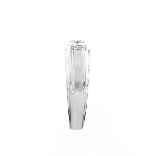 MEN'S RING 1/2 CT ROUND DIAMOND 10K WHITE GOLD