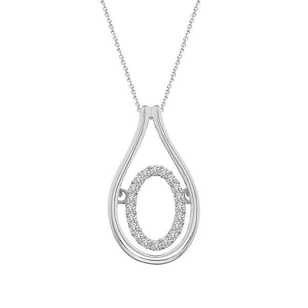 LADIES PENDANT 1/10 CT ROUND DIAMOND 10K WHITE GOLD