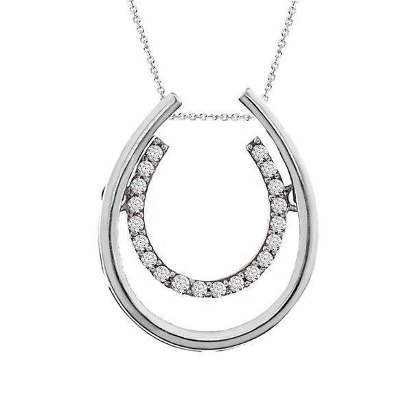 LADIES PENDANT 1/10 CT ROUND DIAMOND 10K WHITE GOLD