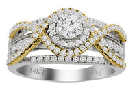 Thumbnail for LADIES BRIDAL RING SET1 CT ROUND DIAMOND 14K TT WHITE & ROSE GOLD