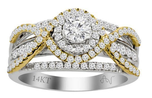 LADIES BRIDAL RING SET1 CT ROUND DIAMOND 14K TT WHITE & ROSE GOLD