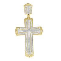 Thumbnail for MEN'S CROSS PENDANT 5/8 CT ROUND DIAMOND 10K YELLOW GOLD