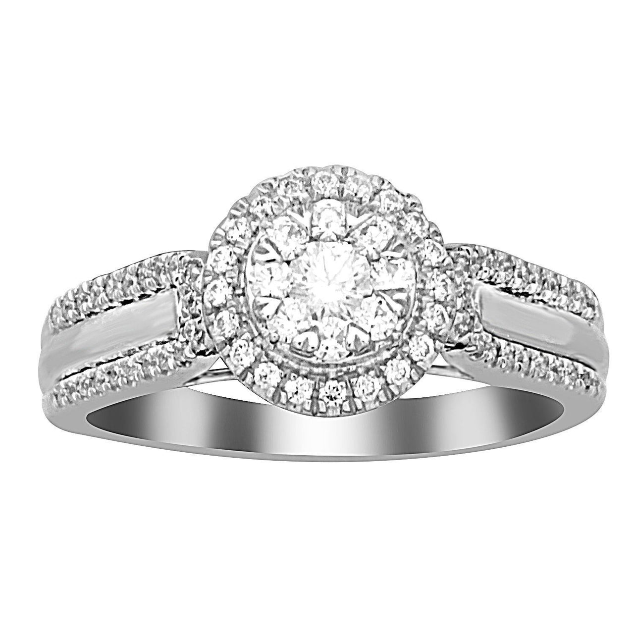 LADIES RING 1/2 CT ROUND DIAMOND SILVER