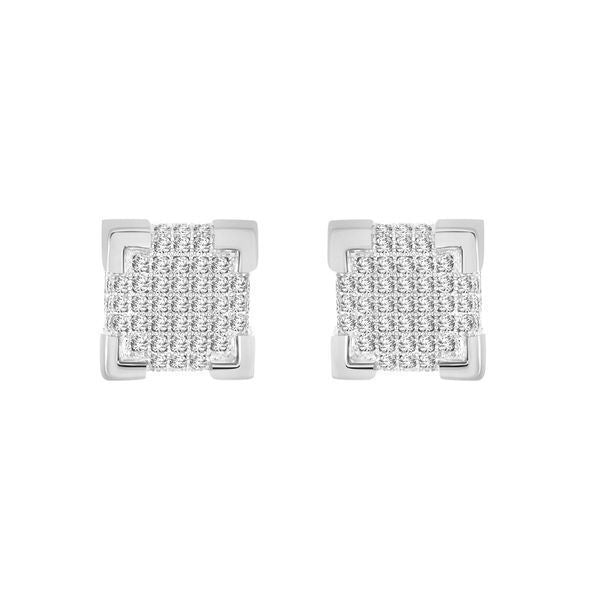 MEN'S EARRINGS 1/2 CT ROUND DIAMOND SILVER