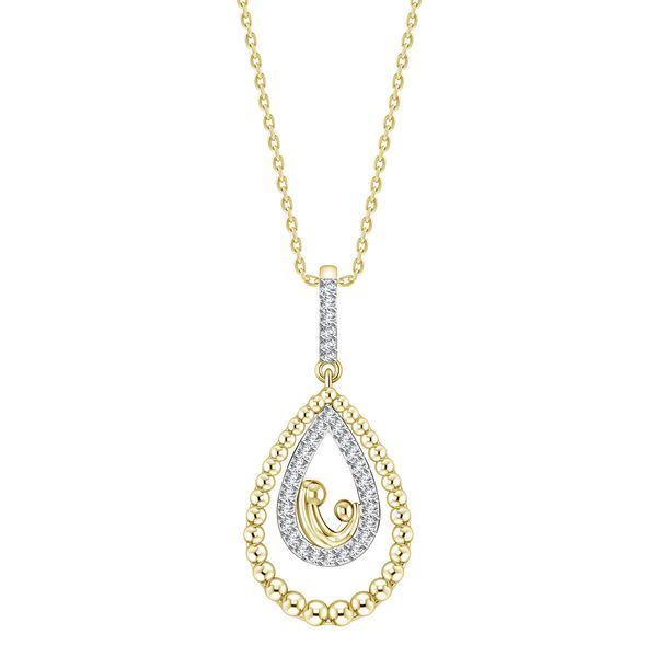 LADIES PENDANT 1/10 CT ROUND DIAMOND SILVER YELLOW PLATED