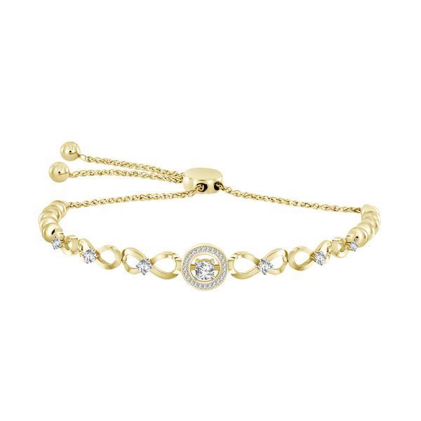 LADIES BRACELET 1/3 CT ROUND DIAMOND SILVER YELLOW PLATED