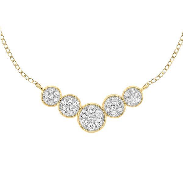 LADIES NECKLACE 1/3 CT ROUND DIAMOND 10K YELLOW GOLD