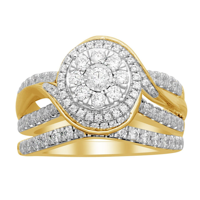 LADIES RING 1 CT ROUND DIAMOND 14K YELLOW GOLD