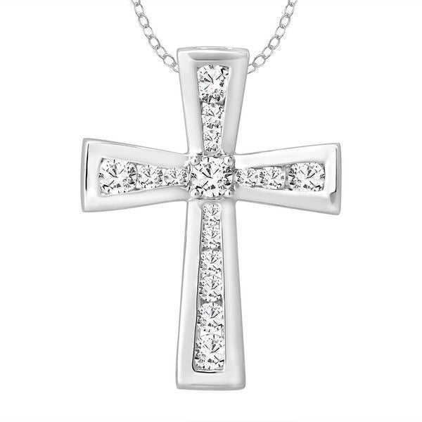 LADIES PENDANT 1/2 CT ROUND DIAMOND 10K WHITE GOLD
