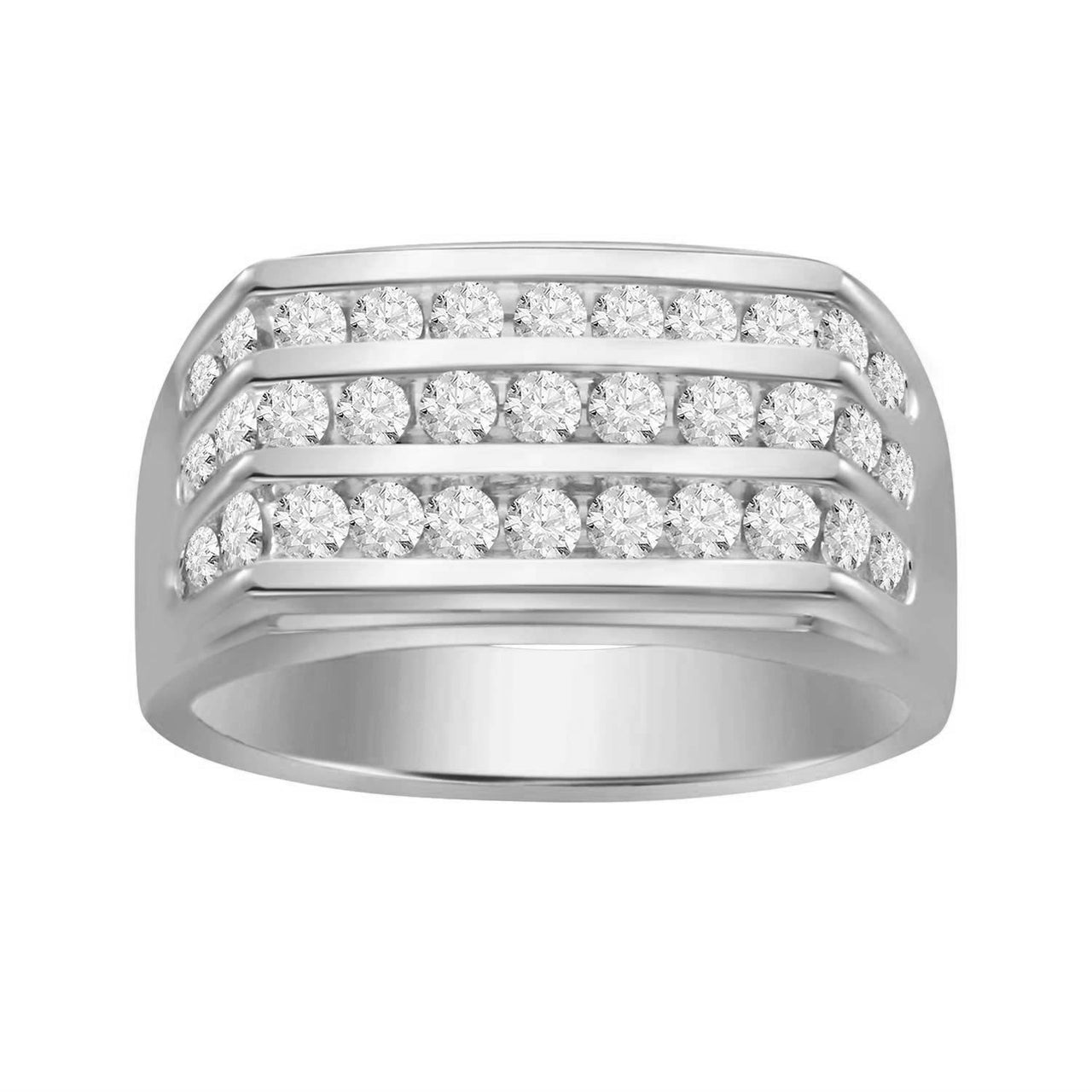 MEN'S RING 1 CT ROUND DIAMOND 10K WHITE GOLD