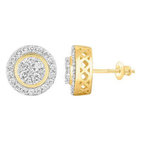 Thumbnail for MEN'S EARRINGS 1 CT ROUND DIAMOND 10K YELLOW GOLD