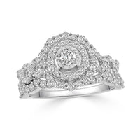 Thumbnail for LADIES BRIDAL RING SET 1 CT ROUND DIAMOND 14K WHITE GOLD