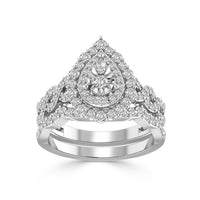 Thumbnail for LADIES BRIDAL RING SET 1 CT ROUND DIAMOND 14K WHITE GOLD