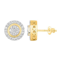 Thumbnail for MEN'S EARRINGS 3/4 CT ROUND DIAMOND 10K YELLOW GOLD